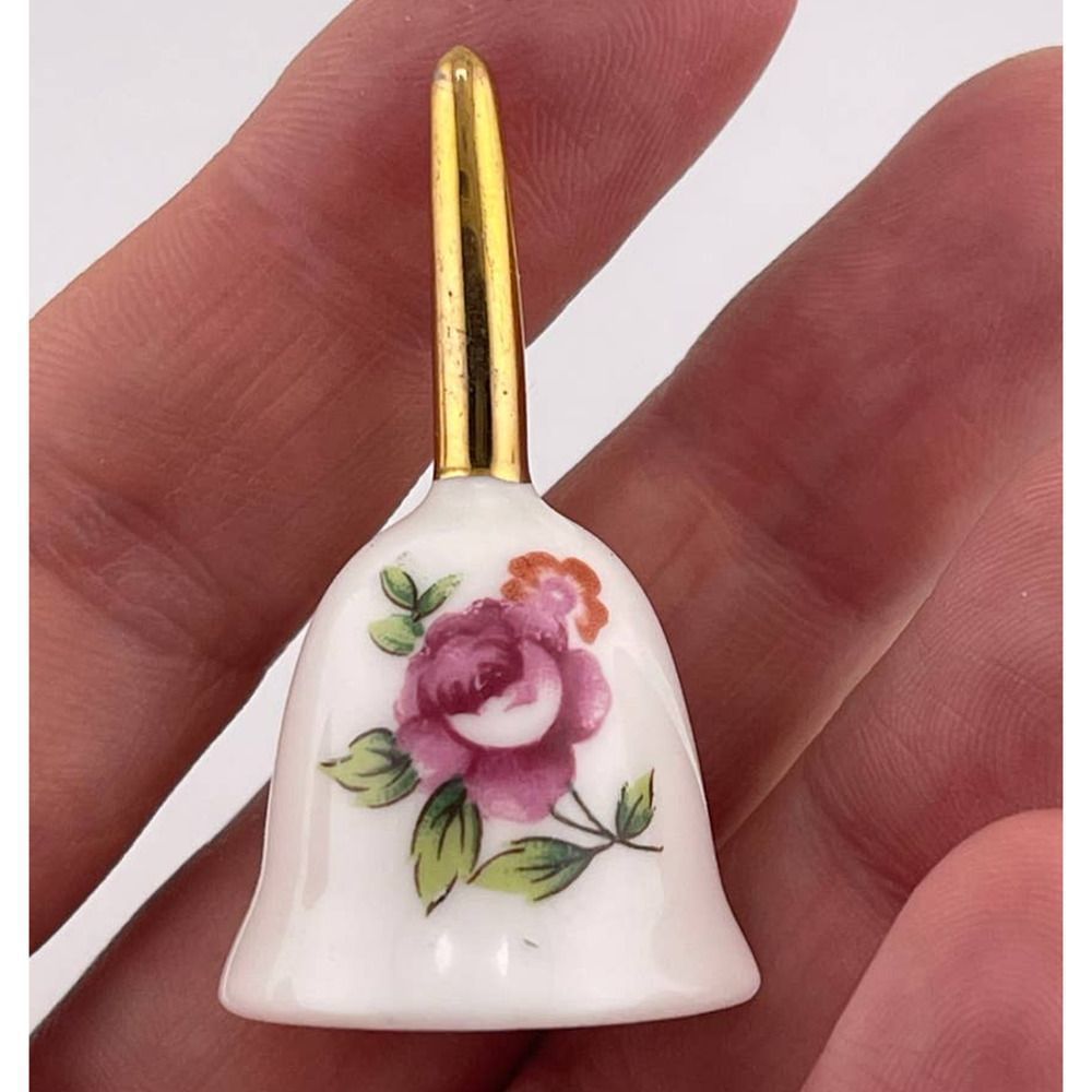 Vintage Bone China‎ Japan Floral White And Gold Tone Bell